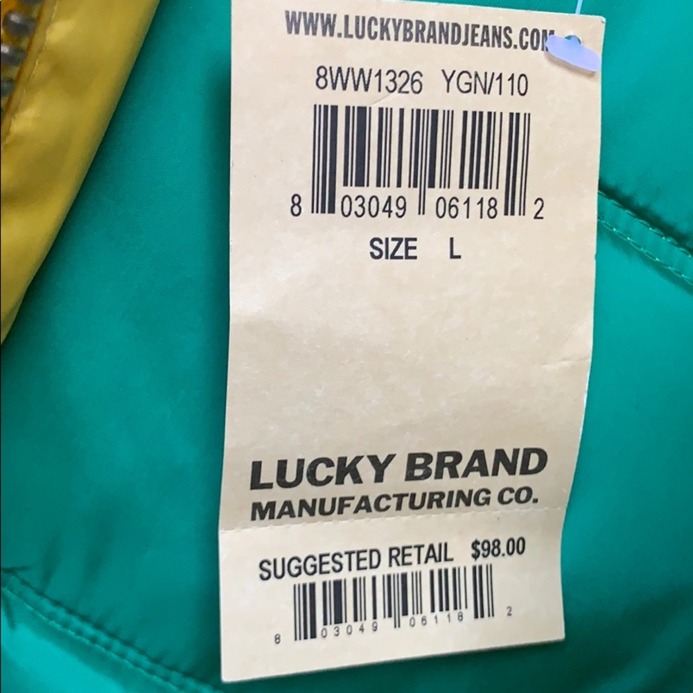 NEW Lucky Brand Down Quilted Puffer Yellow Vest L Zip unisex - Picture 11 of 15